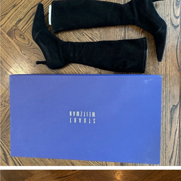 Stuart Weitzman Emphasis Black Suede Heeled Tall Boots | 6.5 - Picture 4 of 6